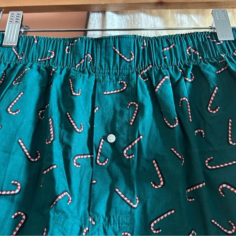 J. Crew Printed Boxers Christmas Candy Cane Green Red 100% Cotton NWT‎ Men's S
